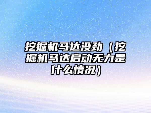 挖掘機馬達沒勁（挖掘機馬達啟動無力是什么情況）