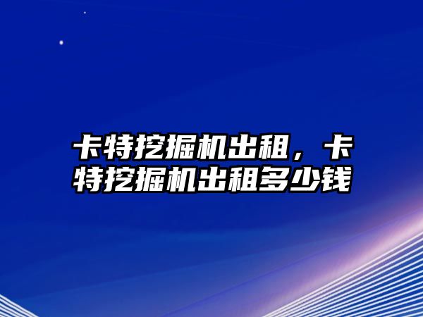 卡特挖掘機(jī)出租，卡特挖掘機(jī)出租多少錢