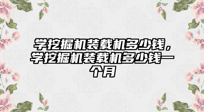 學(xué)挖掘機裝載機多少錢，學(xué)挖掘機裝載機多少錢一個月