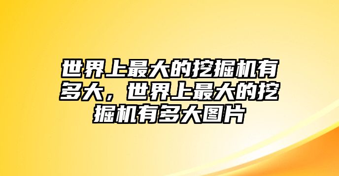 世界上最大的挖掘機(jī)有多大，世界上最大的挖掘機(jī)有多大圖片