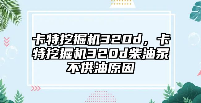 卡特挖掘機(jī)320d，卡特挖掘機(jī)320d柴油泵不供油原因