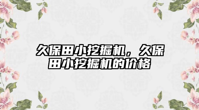 久保田小挖掘機，久保田小挖掘機的價格