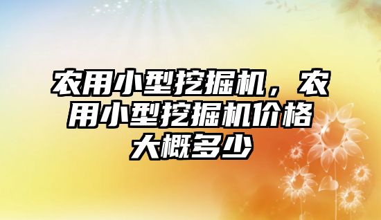 農用小型挖掘機，農用小型挖掘機價格大概多少