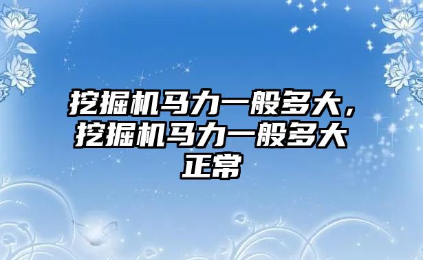 挖掘機馬力一般多大，挖掘機馬力一般多大正常