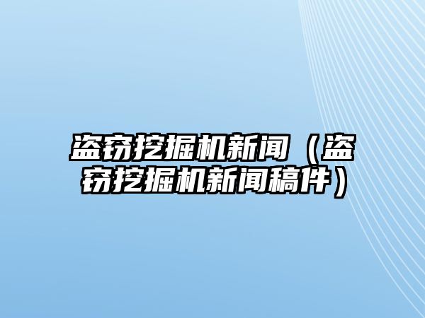 盜竊挖掘機(jī)新聞（盜竊挖掘機(jī)新聞稿件）