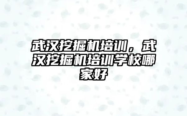 武漢挖掘機培訓，武漢挖掘機培訓學校哪家好