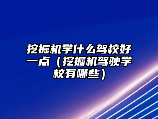 挖掘機學什么駕校好一點（挖掘機駕駛學校有哪些）