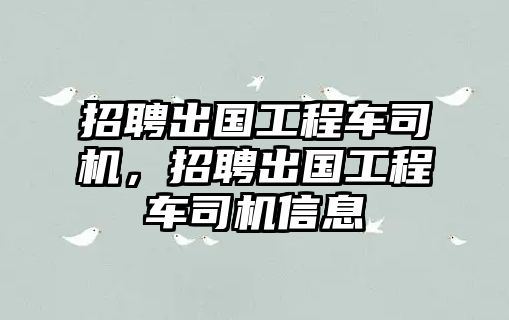 招聘出國(guó)工程車司機(jī)，招聘出國(guó)工程車司機(jī)信息