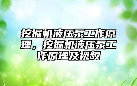 挖掘機液壓泵工作原理，挖掘機液壓泵工作原理及視頻