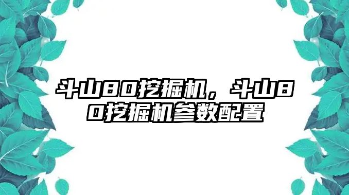 斗山80挖掘機，斗山80挖掘機參數(shù)配置