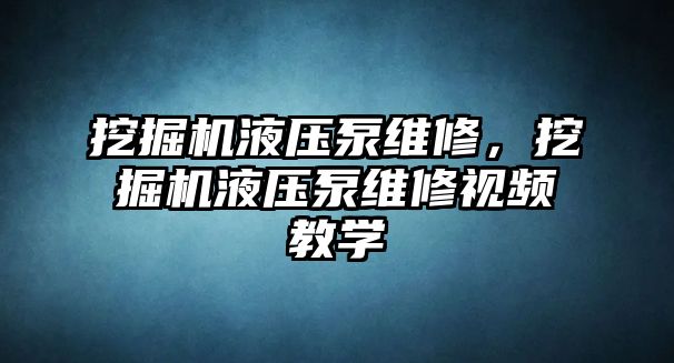 挖掘機液壓泵維修，挖掘機液壓泵維修視頻教學(xué)