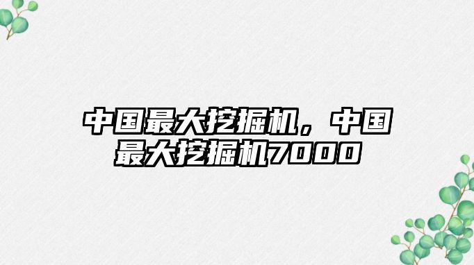 中國(guó)最大挖掘機(jī)，中國(guó)最大挖掘機(jī)7000