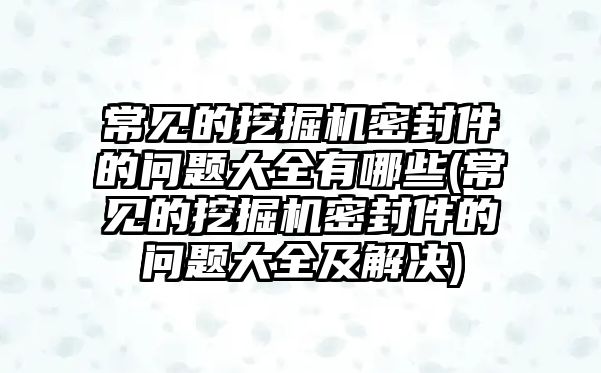 常見的挖掘機密封件的問題大全有哪些(常見的挖掘機密封件的問題大全及解決)