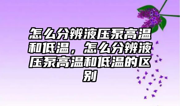 怎么分辨液壓泵高溫和低溫，怎么分辨液壓泵高溫和低溫的區(qū)別