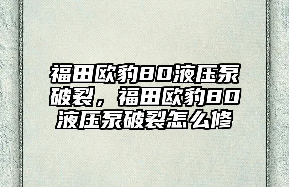 福田歐豹80液壓泵破裂，福田歐豹80液壓泵破裂怎么修