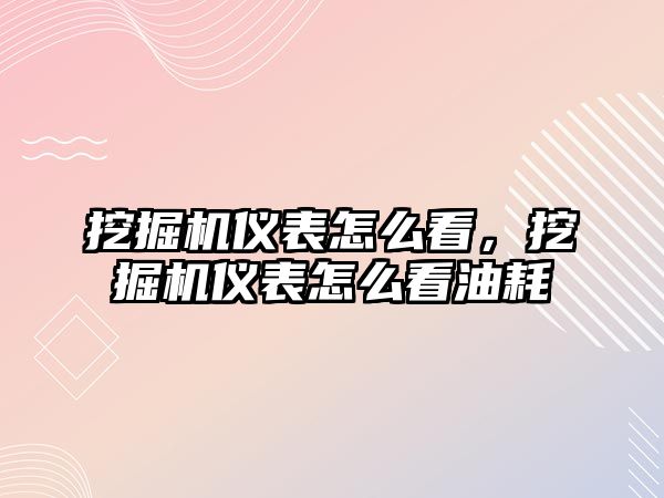 挖掘機儀表怎么看，挖掘機儀表怎么看油耗