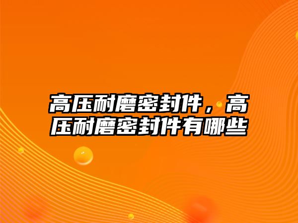 高壓耐磨密封件，高壓耐磨密封件有哪些