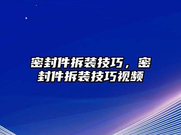 密封件拆裝技巧，密封件拆裝技巧視頻