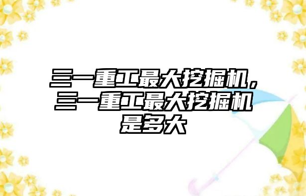 三一重工最大挖掘機，三一重工最大挖掘機是多大