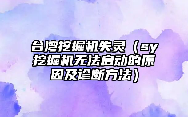 臺灣挖掘機失靈（sy挖掘機無法啟動的原因及診斷方法）