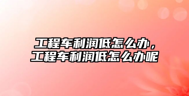 工程車利潤低怎么辦，工程車利潤低怎么辦呢