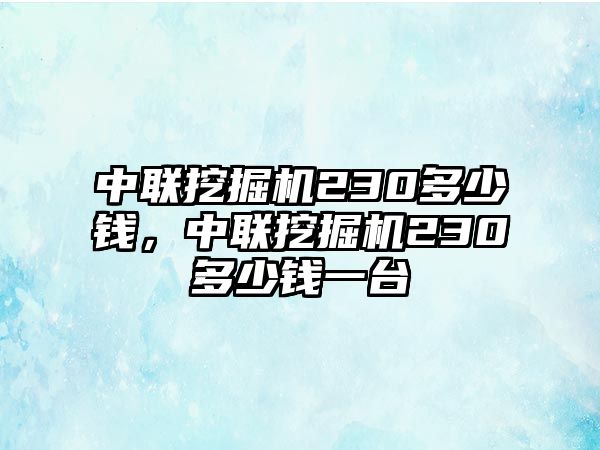 中聯(lián)挖掘機(jī)230多少錢，中聯(lián)挖掘機(jī)230多少錢一臺(tái)