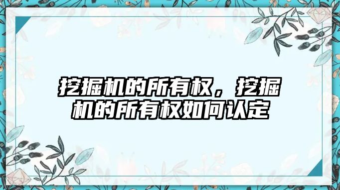 挖掘機的所有權，挖掘機的所有權如何認定