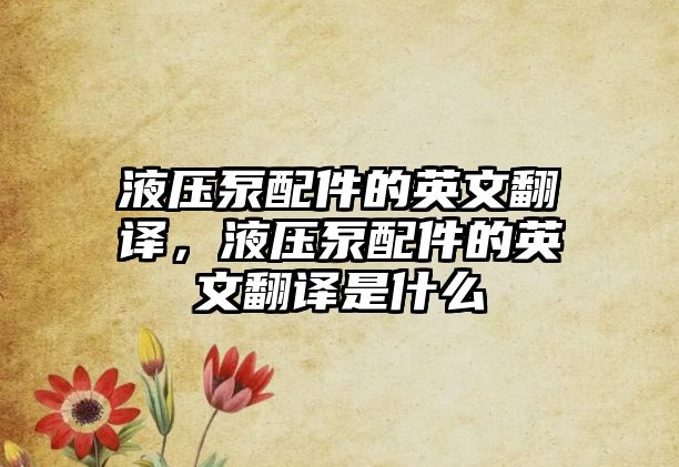 液壓泵配件的英文翻譯，液壓泵配件的英文翻譯是什么