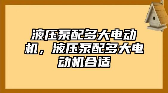 液壓泵配多大電動機，液壓泵配多大電動機合適