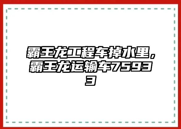 霸王龍工程車掉水里，霸王龍運輸車75933