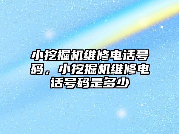 小挖掘機維修電話號碼，小挖掘機維修電話號碼是多少