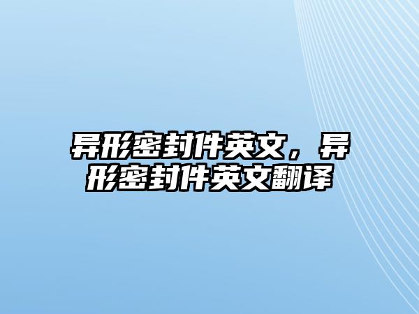 異形密封件英文，異形密封件英文翻譯