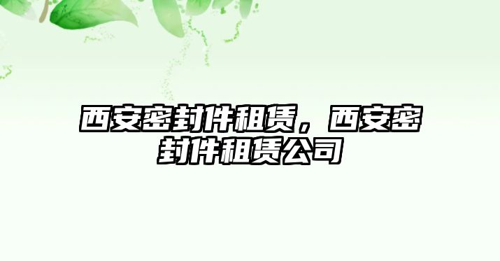 西安密封件租賃，西安密封件租賃公司