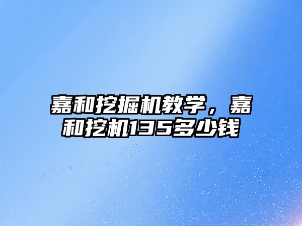 嘉和挖掘機教學，嘉和挖機135多少錢