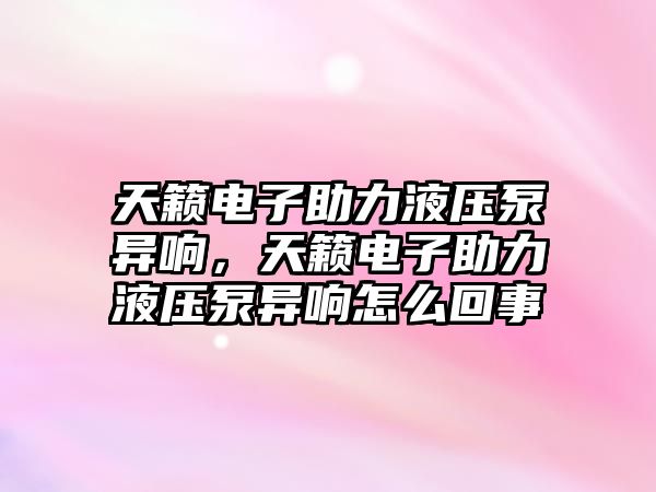 天籟電子助力液壓泵異響，天籟電子助力液壓泵異響怎么回事