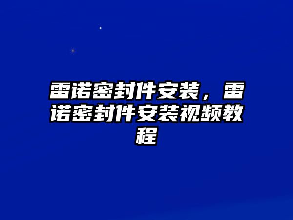 雷諾密封件安裝，雷諾密封件安裝視頻教程