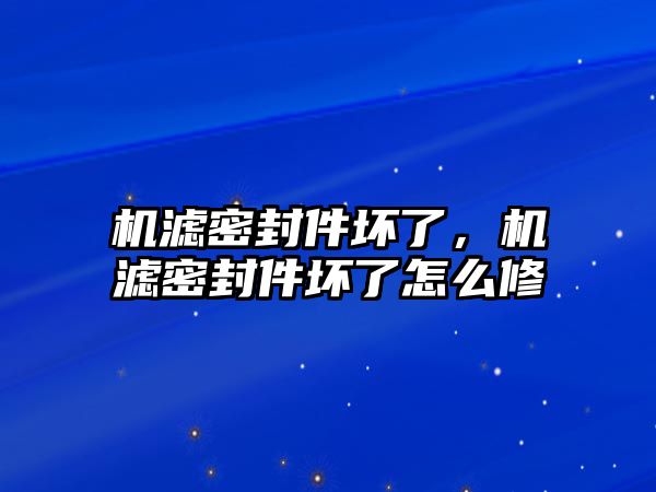 機(jī)濾密封件壞了，機(jī)濾密封件壞了怎么修