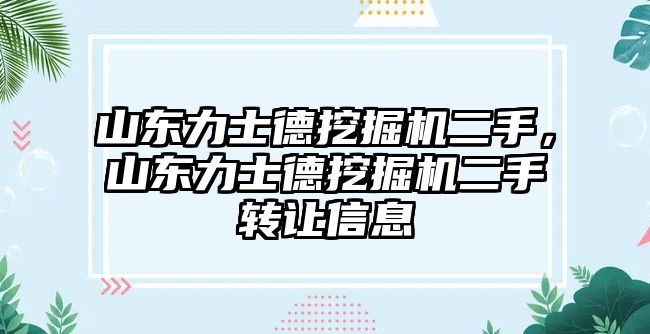 山東力士德挖掘機二手，山東力士德挖掘機二手轉讓信息