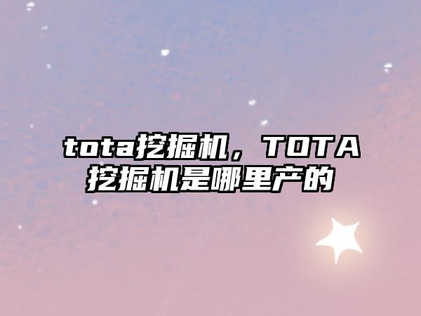 tota挖掘機(jī)，TOTA挖掘機(jī)是哪里產(chǎn)的