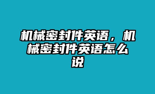 機械密封件英語，機械密封件英語怎么說