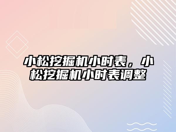 小松挖掘機小時表，小松挖掘機小時表調(diào)整