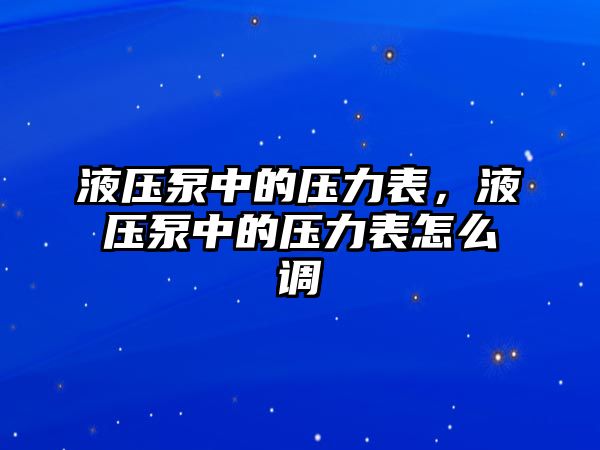 液壓泵中的壓力表，液壓泵中的壓力表怎么調(diào)