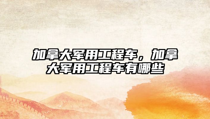 加拿大軍用工程車(chē)，加拿大軍用工程車(chē)有哪些