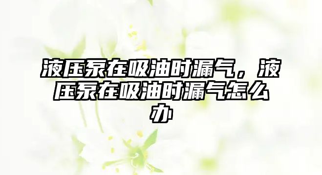 液壓泵在吸油時(shí)漏氣，液壓泵在吸油時(shí)漏氣怎么辦