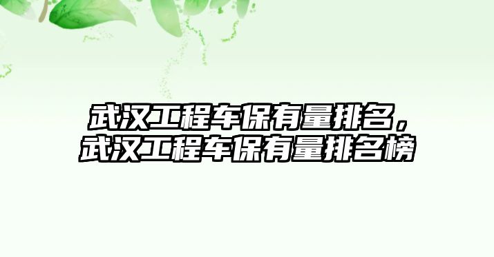 武漢工程車保有量排名，武漢工程車保有量排名榜