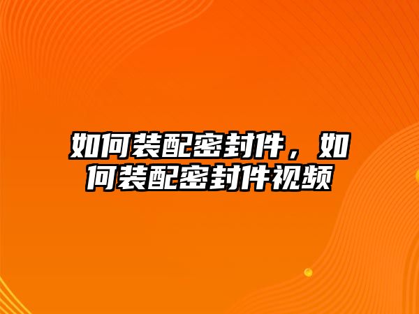 如何裝配密封件，如何裝配密封件視頻