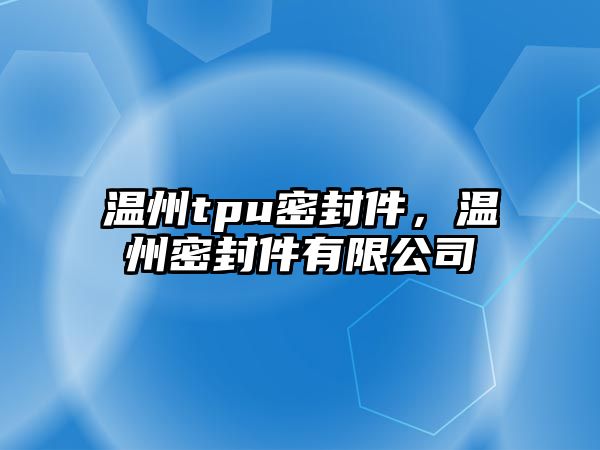 溫州tpu密封件，溫州密封件有限公司