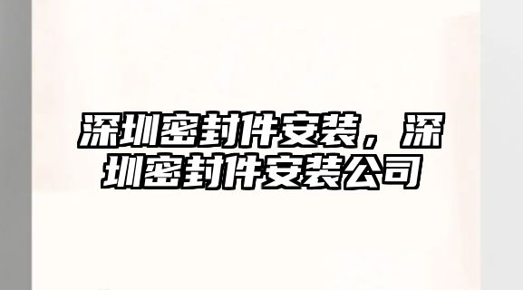 深圳密封件安裝，深圳密封件安裝公司