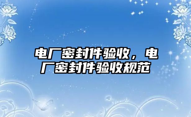 電廠密封件驗(yàn)收，電廠密封件驗(yàn)收規(guī)范