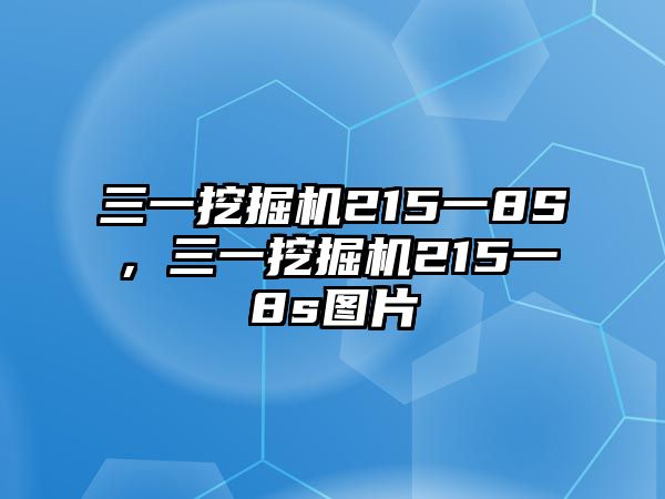 三一挖掘機215一8S，三一挖掘機215一8s圖片